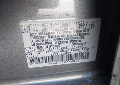 2015 Nissan Sentra Sv из США, поврежденный, VIN 3N1AB7AP1FY260802